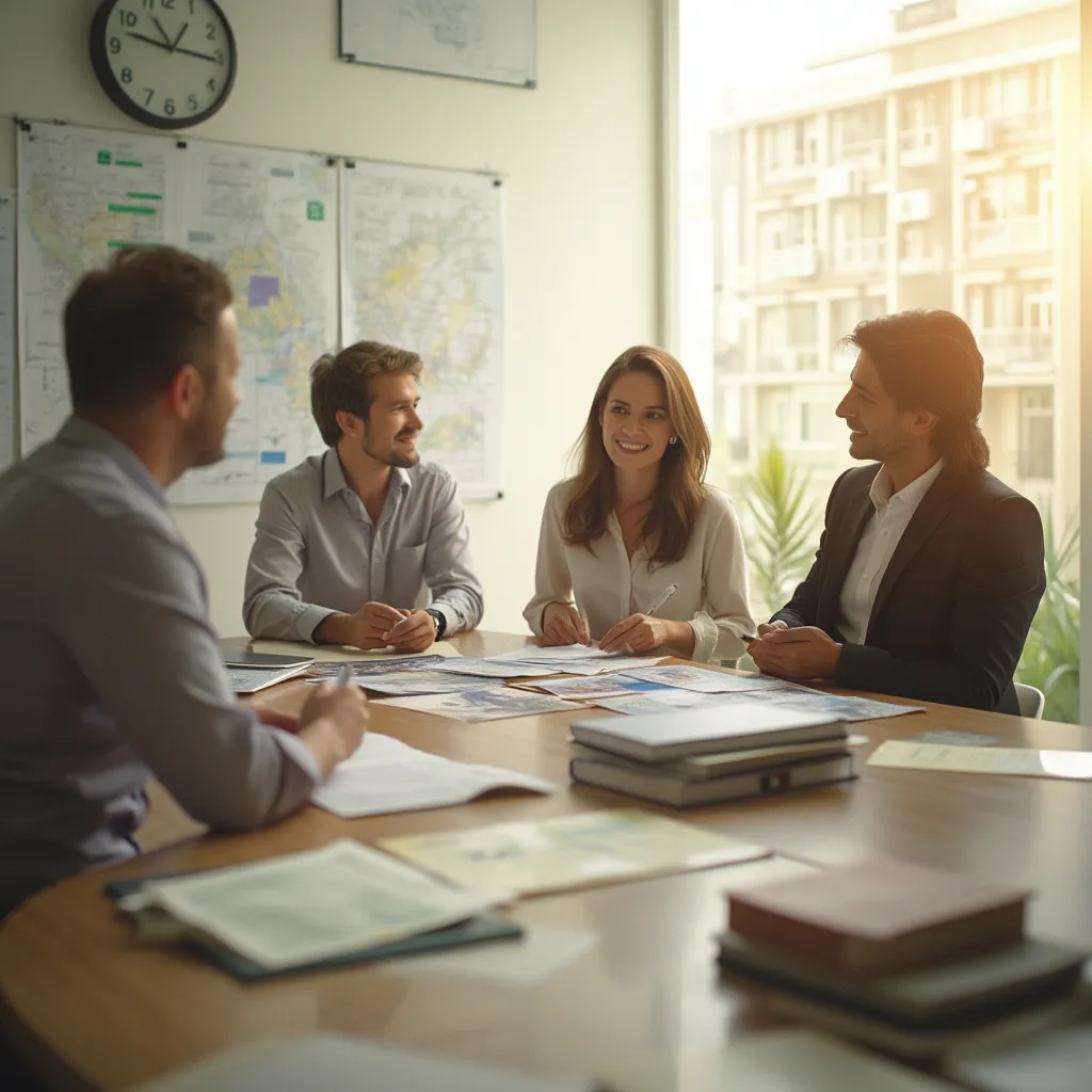 Equipe analisando dados de mercado imobiliário